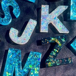 CUSTOM Iridescent Initial Keychains Holographic Rainbow Letters - 3 Letters